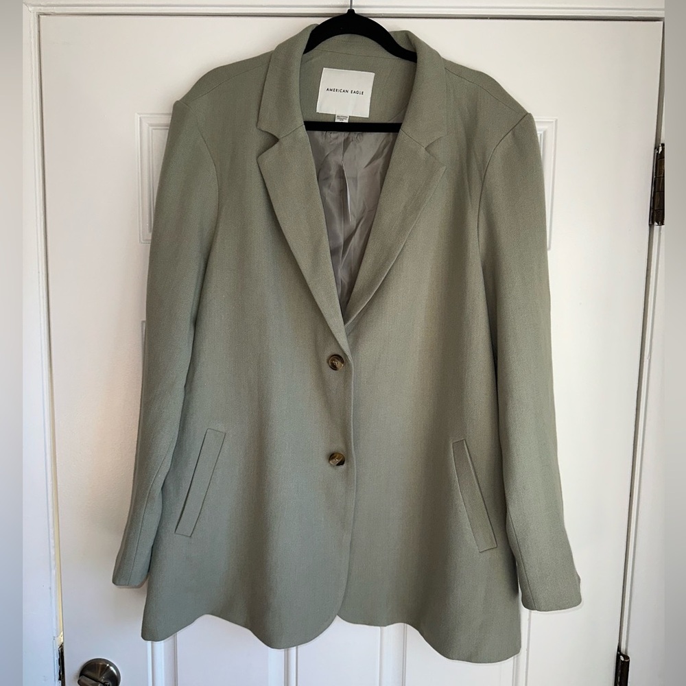 NWT AMERICAN EAGLE AE Solid Blazer‎ OVERSIZED GRE… - image 3